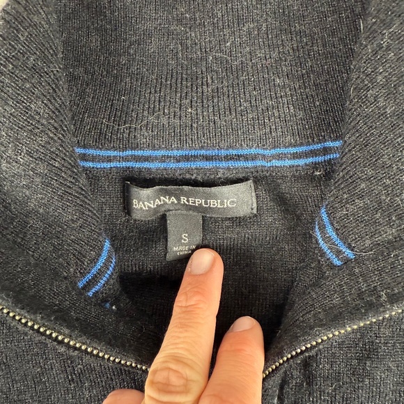 Banana Republic Merino Wool Blend Full Zip Sweater Cardigan Dark Grey Men's Sm - Picture 5 of 8